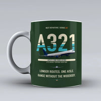Thumbnail for A321LR Mug design on dark green airbus