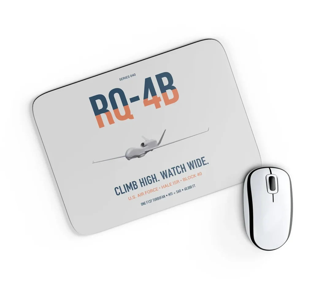 RQ-4B Global Hawk design on light gray rectangle mouse pad