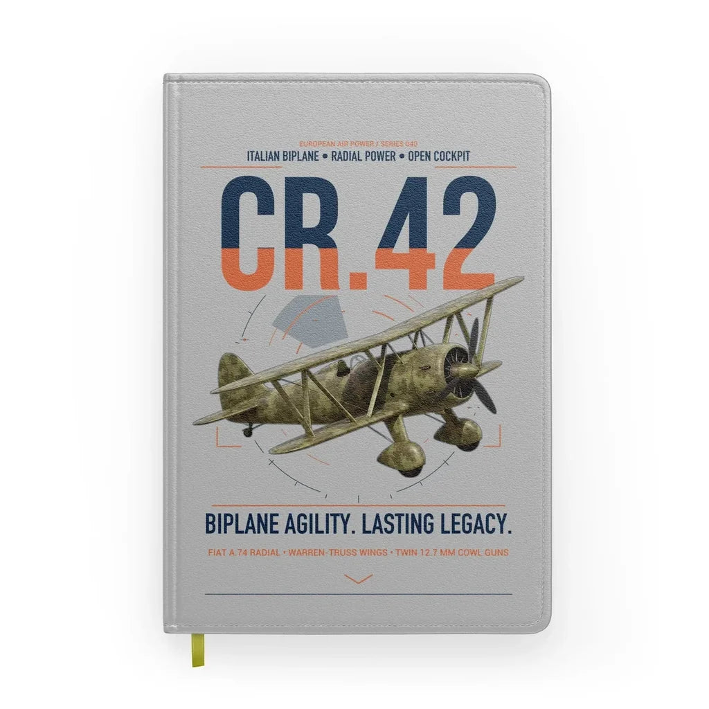 Fiat CR.42 Falco design on light gray notebook