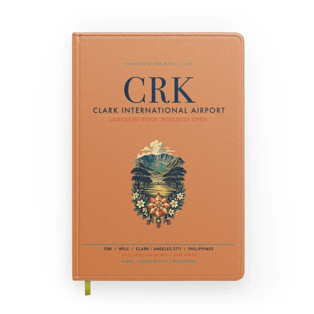 Clark International Airport (CRK) design on orange notebook