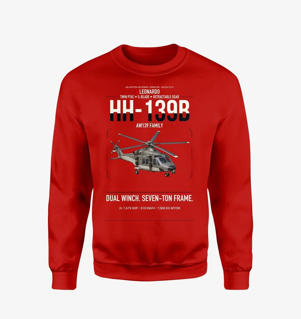 Leonardo HH-139B design on red sweatshirt