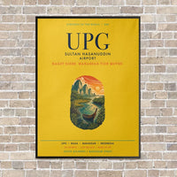 Thumbnail for Sultan Hasanuddin Airport UPG vertical canvas print - framed - yellow background