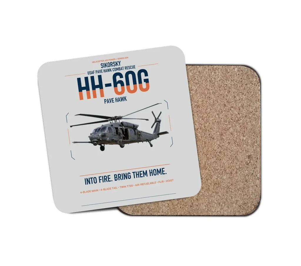 Sikorsky HH-60G Pave Hawk design on light gray 1 piece coaster
