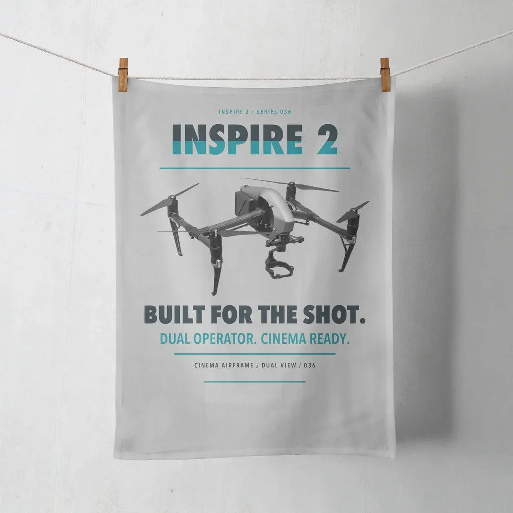 DJI Inspire 2 design on light gray towel