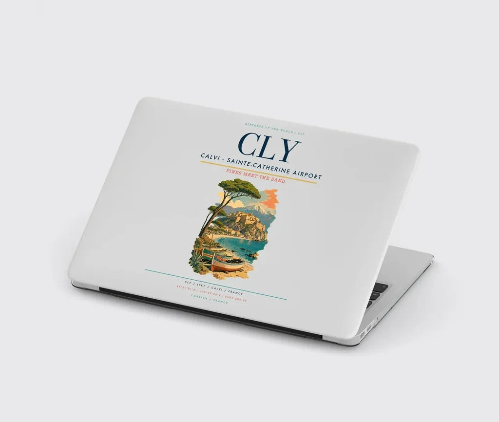 Calvi (CLY) design on light gray MacBook case