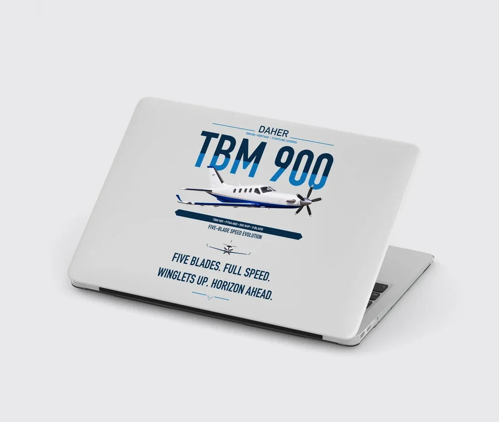 Daher TBM 900 design on light gray MacBook case