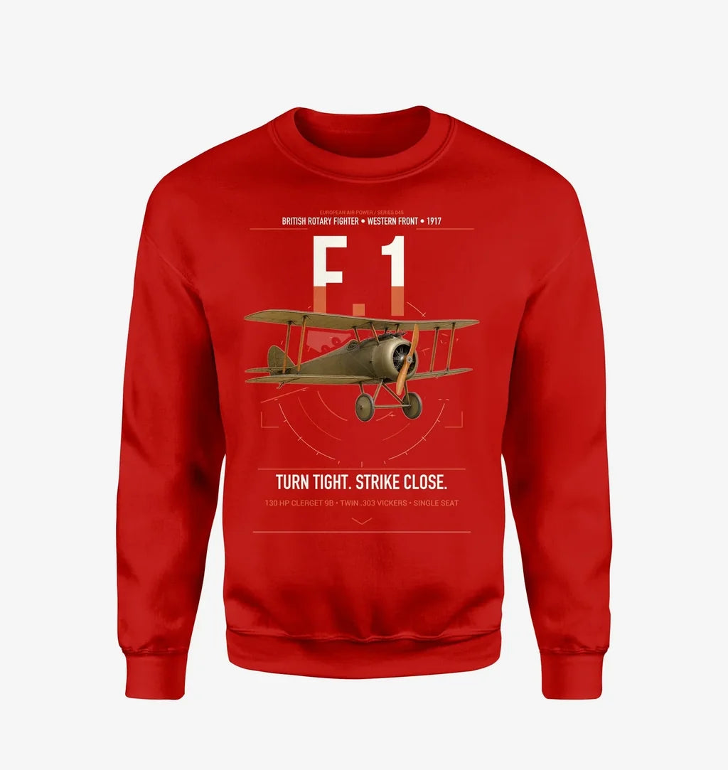 Sopwith Camel F.1 design on red sweatshirt