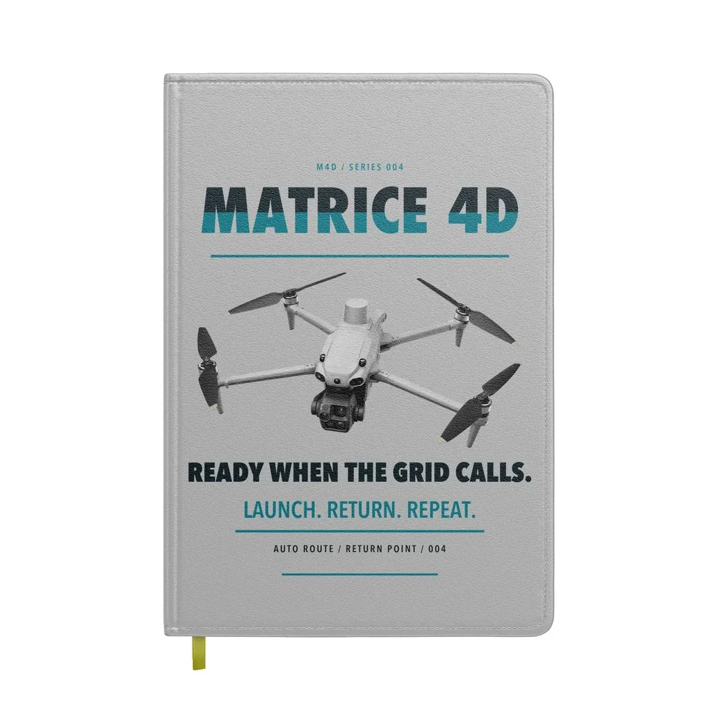 DJI Matrice 4D design on light gray notebook