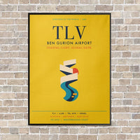 Thumbnail for Tel Aviv Ben Gurion Airport TLV vertical canvas print - framed - yellow background