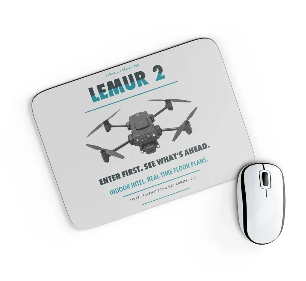 BRINC LEMUR 2 design on light gray rectangle mouse pad