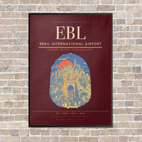Thumbnail for Erbil International Airport EBL vertical canvas print - framed - dark red background
