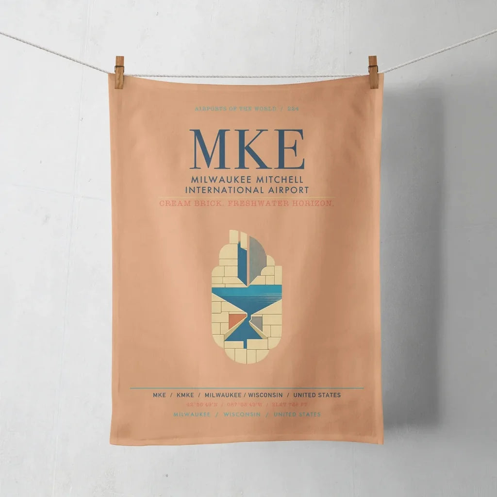 Milwaukee Mitchell International Airport (MKE) design on orange towel