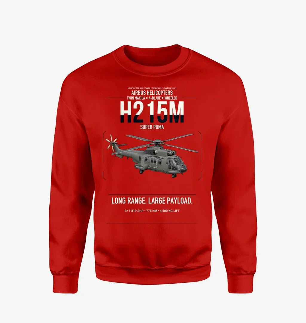 Airbus H215M design on red sweatshirt