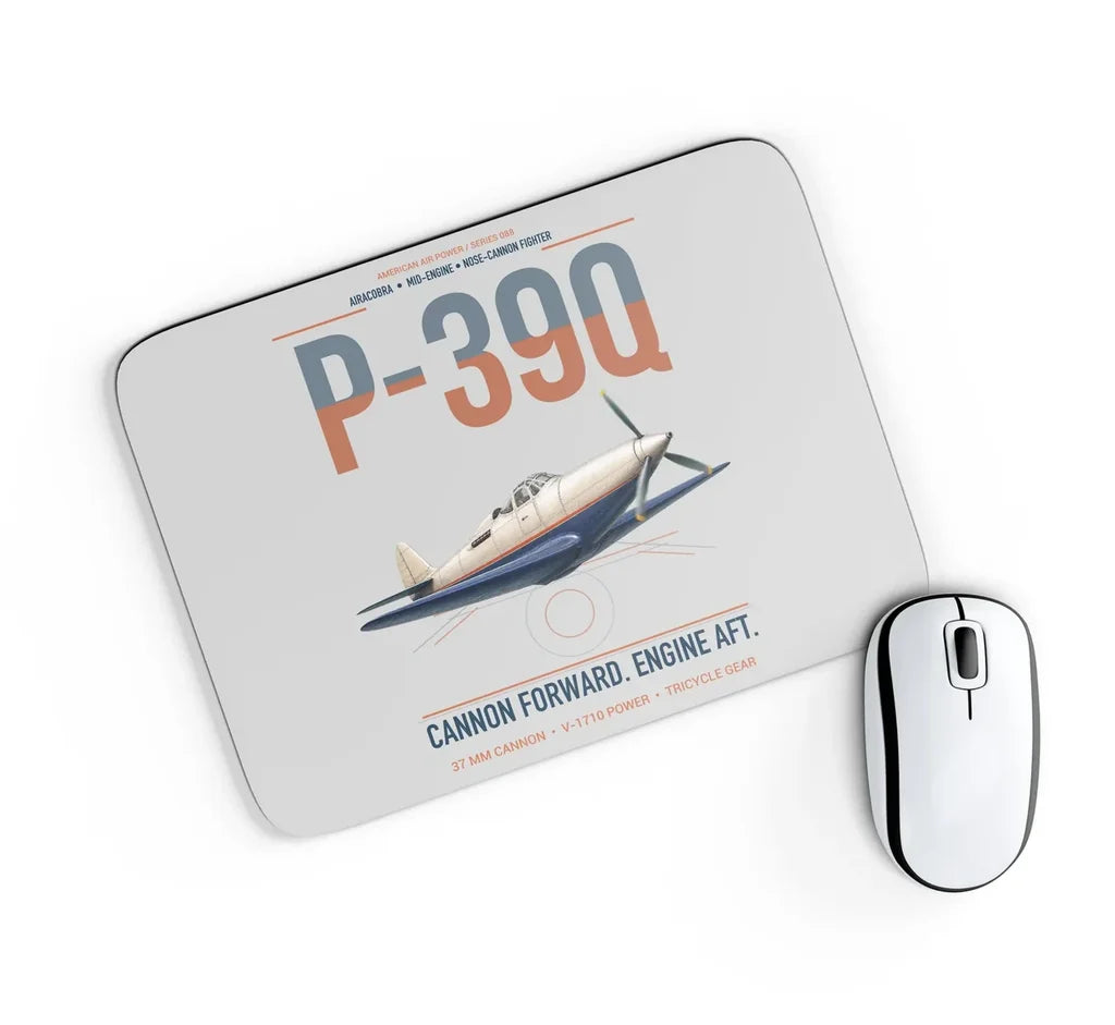 P-39Q Airacobra design on light gray rectangle mouse pad