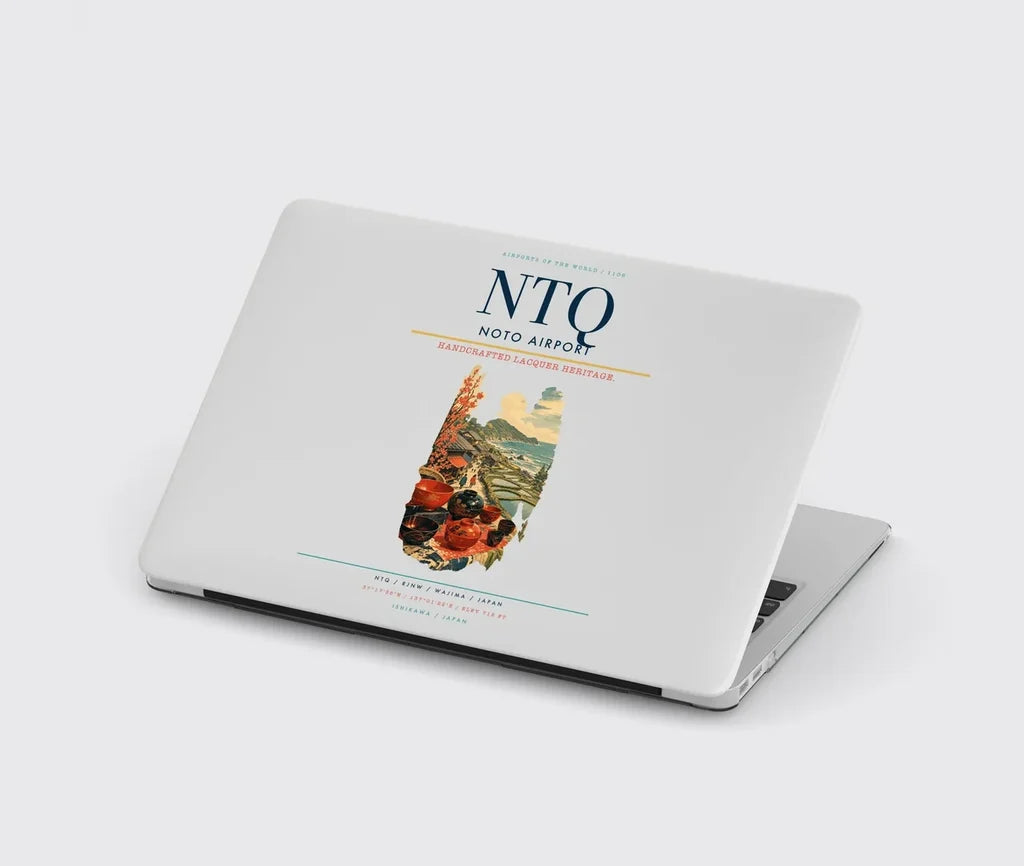 Noto Airport (NTQ) design on light gray MacBook case