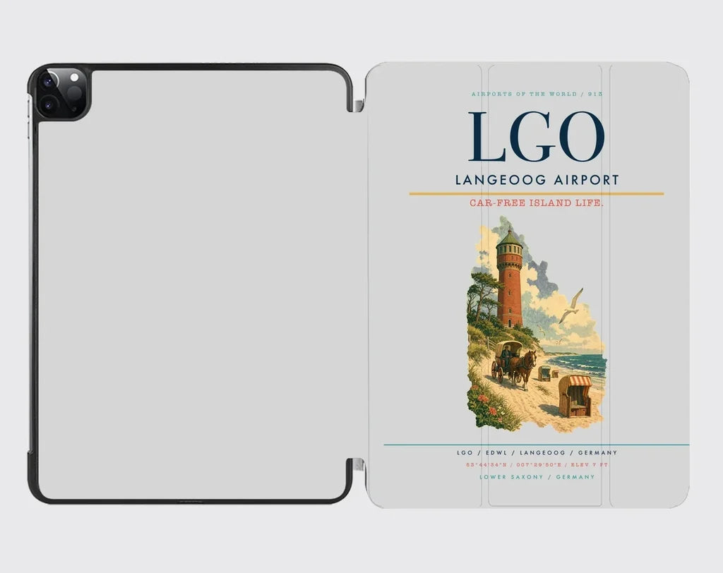 Langeoog Airport (LGO) design on light gray ipad tablet case