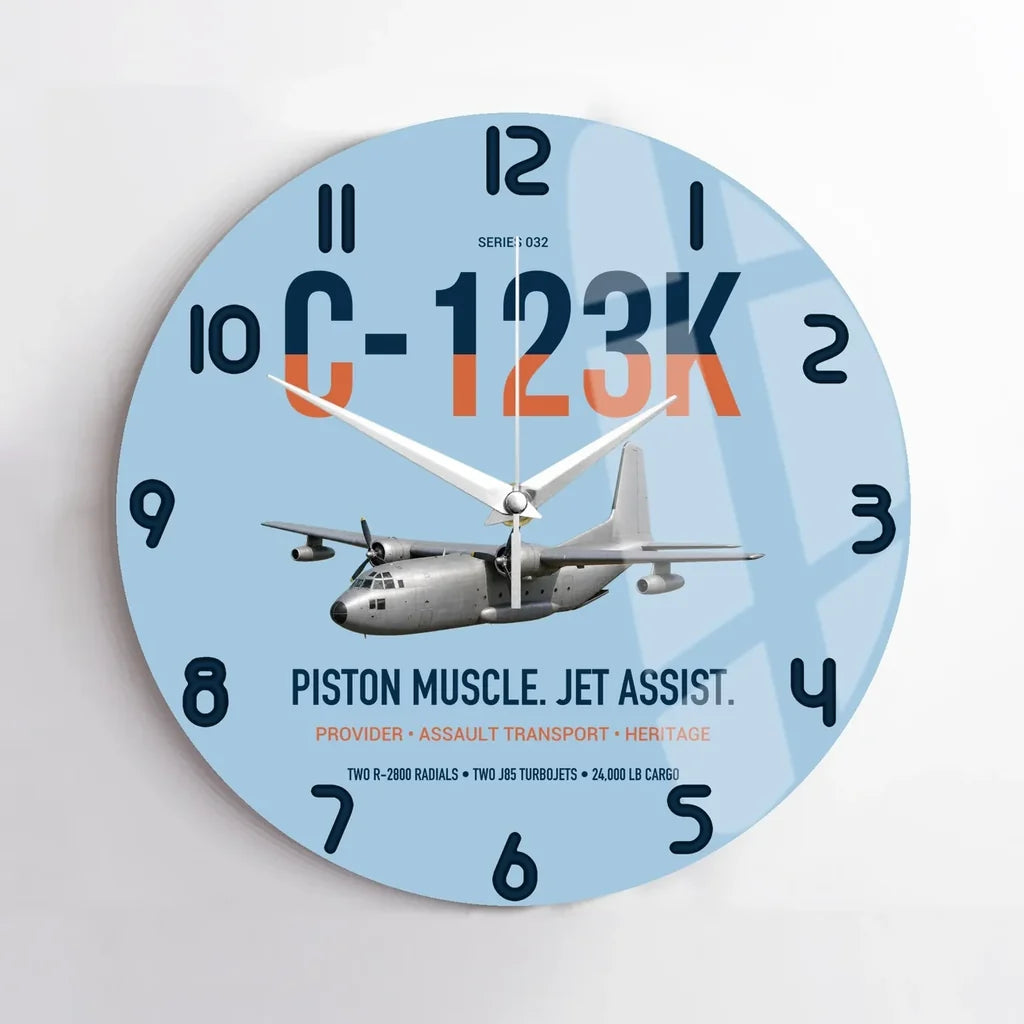 C-123K Provider design on light blue no frame wall clock
