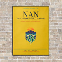 Thumbnail for Nadi International Airport NAN vertical canvas print - framed - yellow background