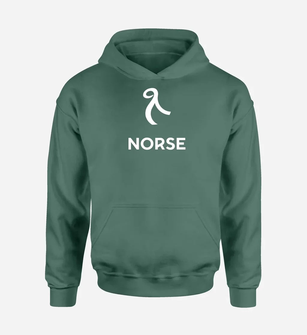 Norse Atlantic Airways logo printed on green hoodie