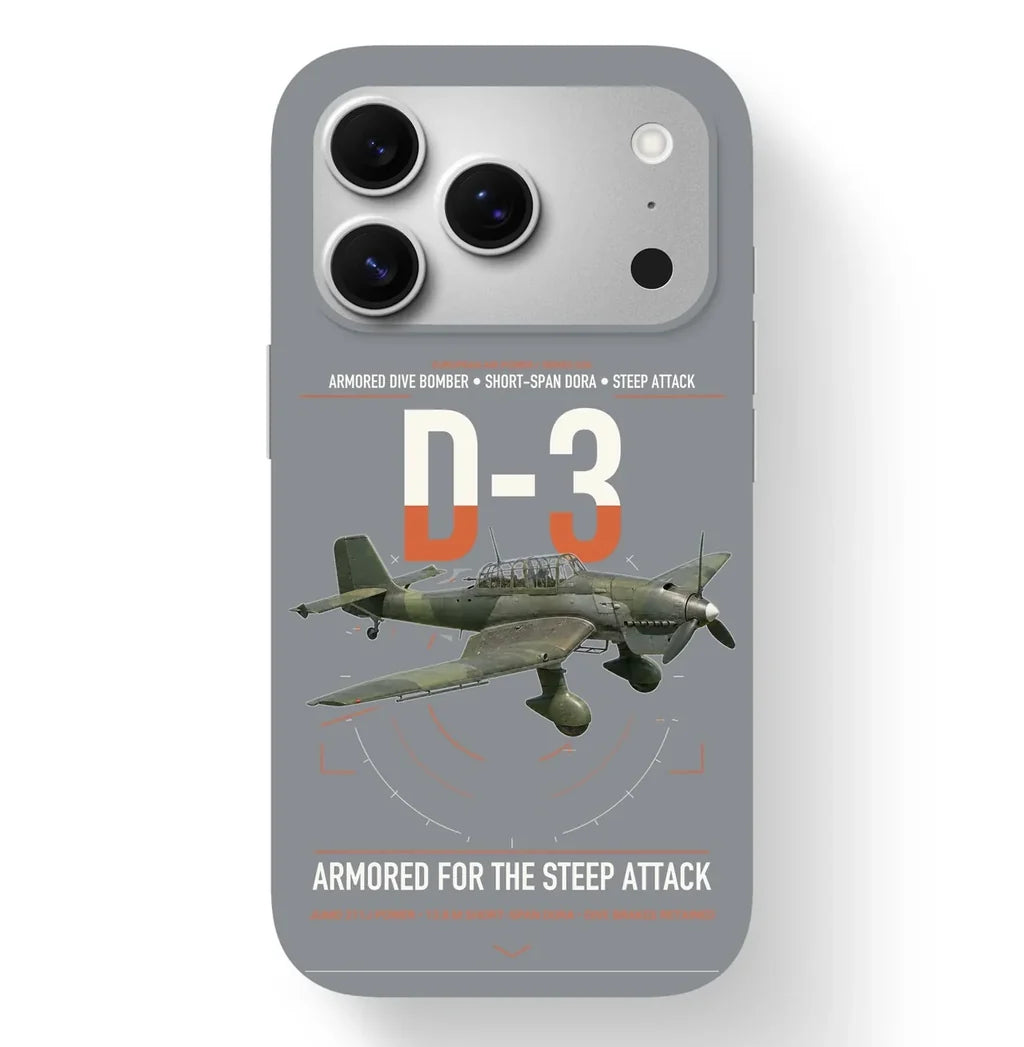 Junkers Ju 87D-3 design on gray magsafe iphone case, for iPhone 17 Pro