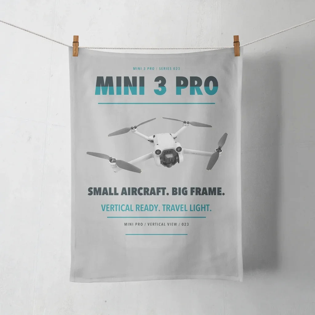 DJI Mini 3 Pro design on light gray towel