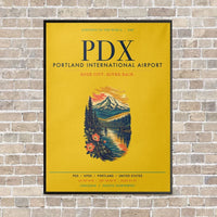 Thumbnail for Portland International Airport PDX vertical canvas print - framed - yellow background