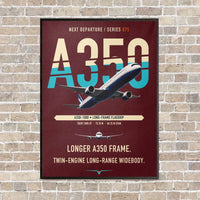 Thumbnail for Airbus A350-1000 vertical canvas print - framed - dark red background