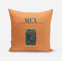 Thumbnail for Mexico City Benito Juarez International Airport (MEX) design on orange pillow