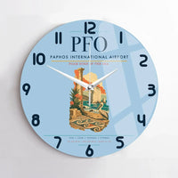 Thumbnail for Paphos International Airport (PFO) design on light blue no frame wall clock