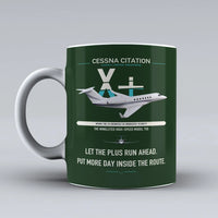 Thumbnail for Cessna Citation X+ design on dark green ceramic mug, double-side print