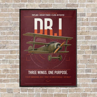 Thumbnail for Fokker Dr.I vertical canvas print - framed - dark red background