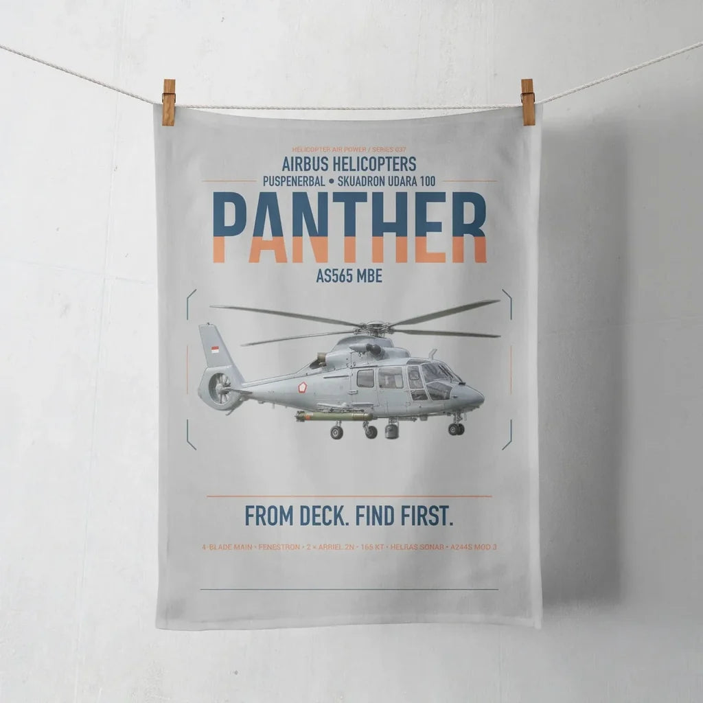 Airbus Helicopters AS565 MBe Panther design on light gray towel