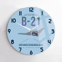 Thumbnail for B-21 Raider design on light blue no frame wall clock