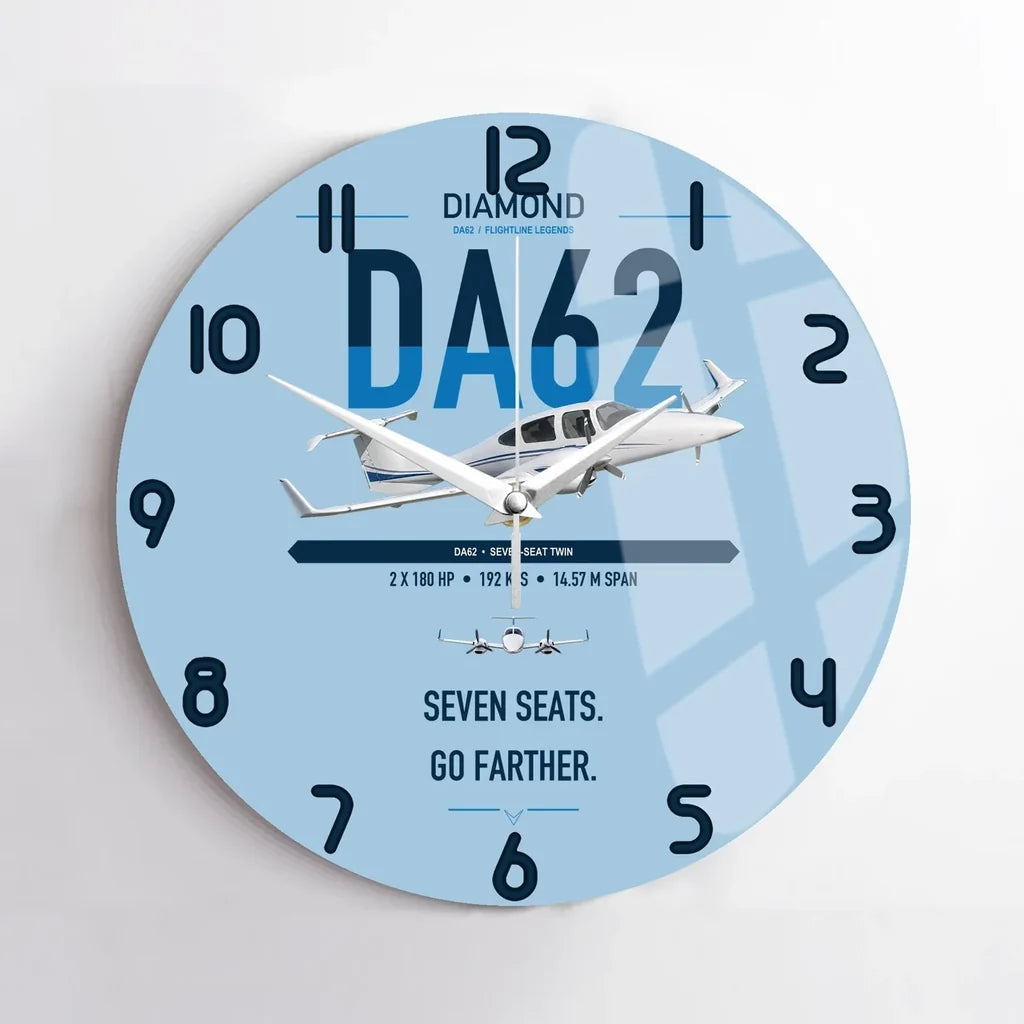 Diamond DA62 design on light blue no frame wall clock