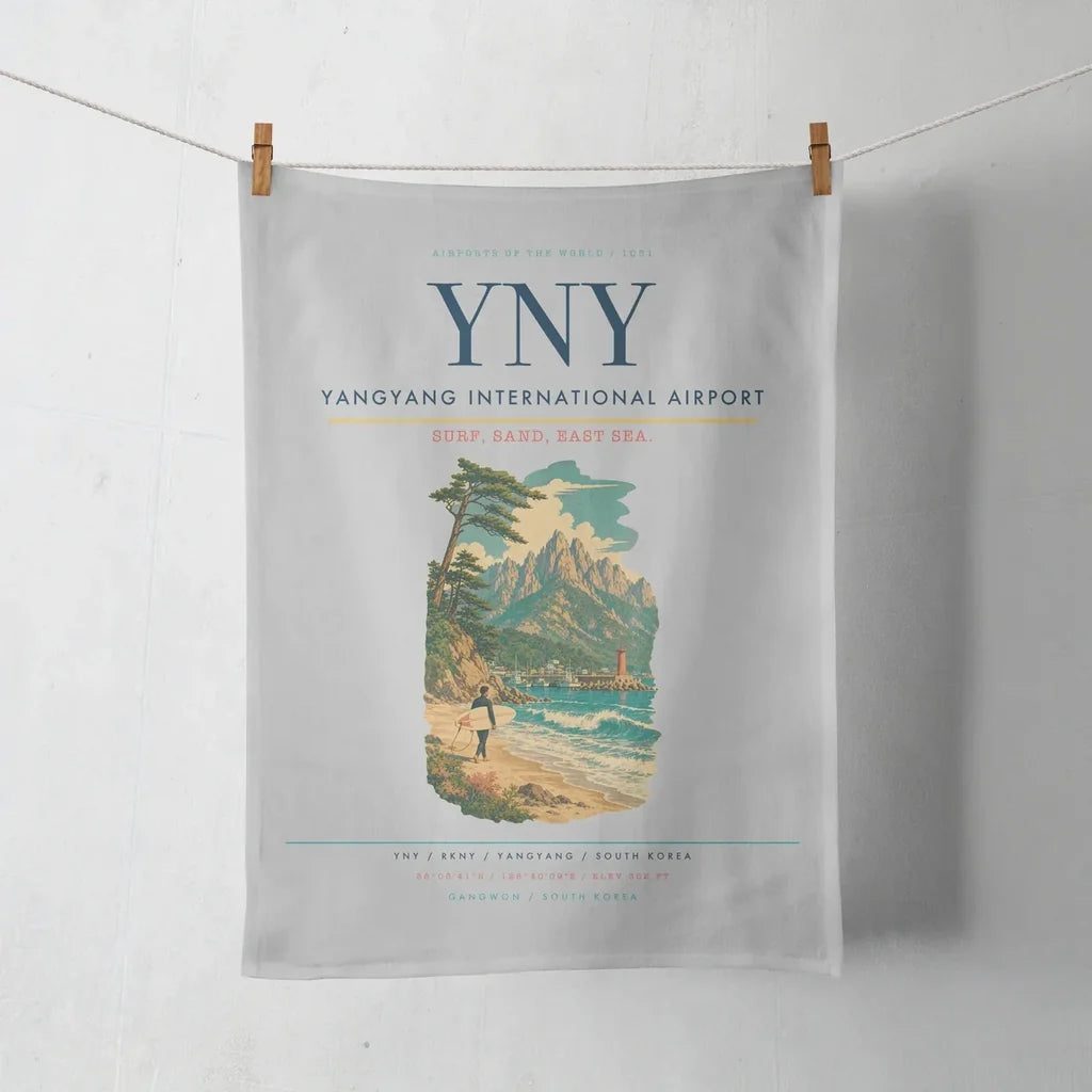 Yangyang International Airport (YNY) design on light gray towel