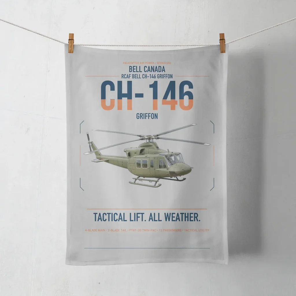 Bell Canada CH-146 Griffon design on light gray towel