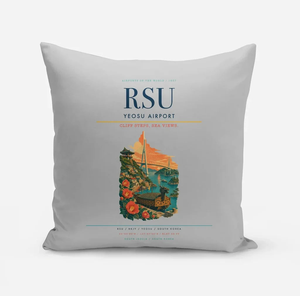 Yeosu Airport (RSU) design on light gray pillow