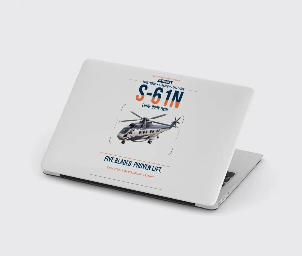 Sikorsky S-61N design on light gray MacBook case