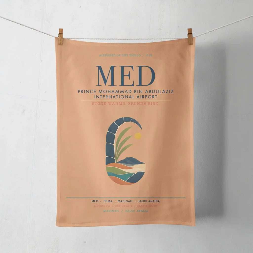 Prince Mohammad Bin Abdulaziz International Airport (MED) design on orange towel