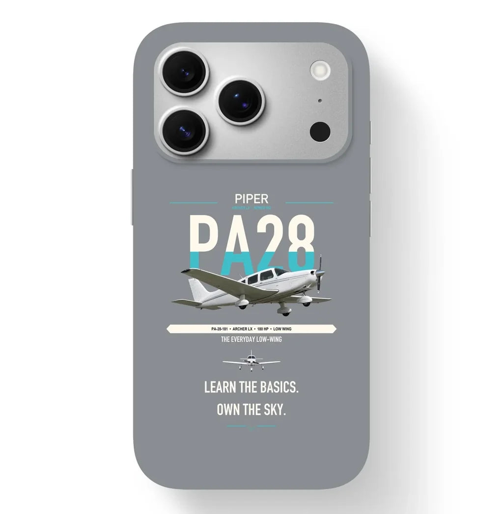 Piper PA-28-181 Archer LX design on gray magsafe iphone case, for iPhone 17 Pro