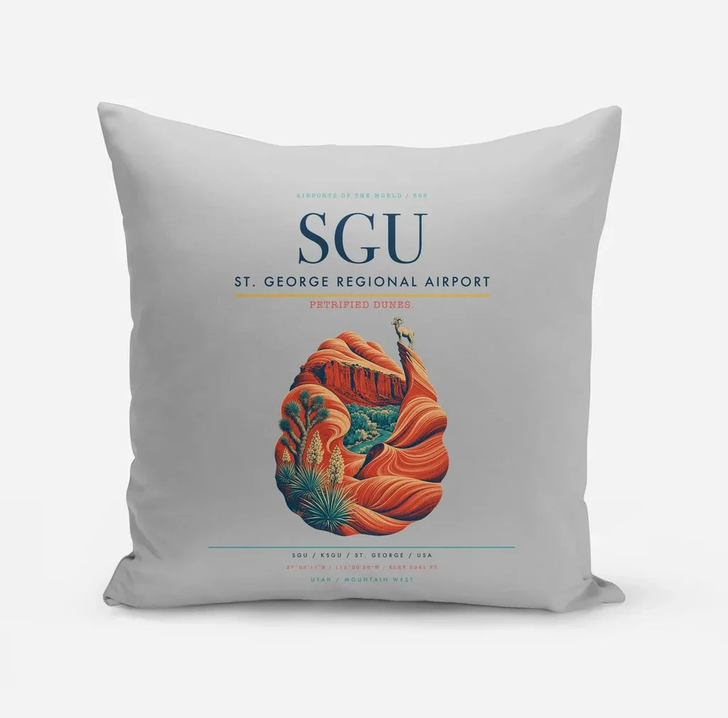 St. George Regional Airport (SGU) design on light gray pillow