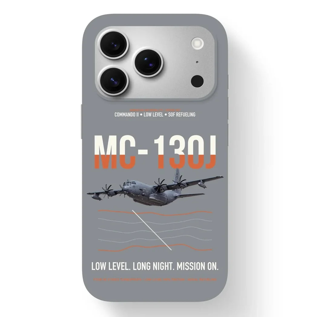 MC-130J COMMANDO II design on gray magsafe iphone case, for iPhone 17 Pro