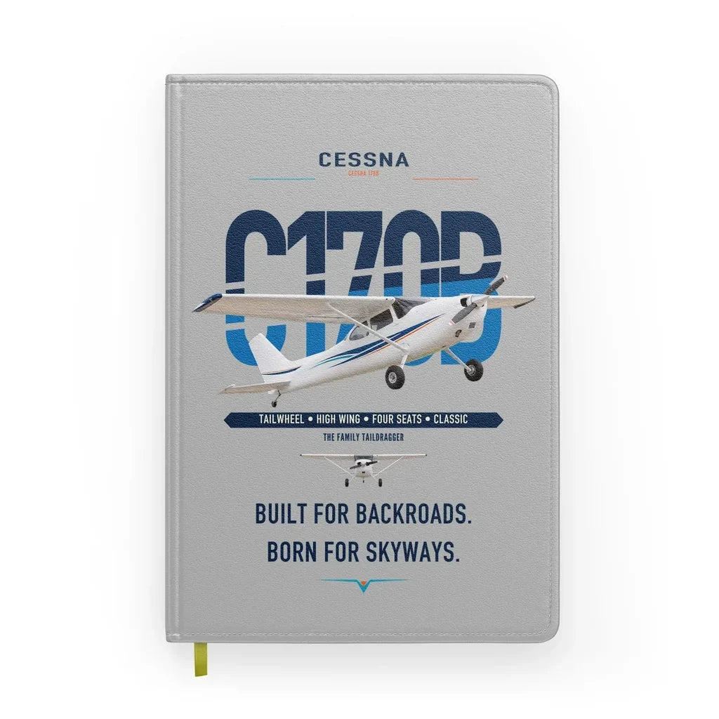 Cessna 170B design on light gray notebook