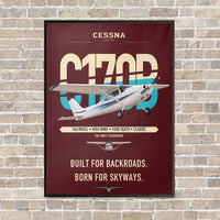 Thumbnail for Cessna 170B vertical canvas print - framed - dark red background
