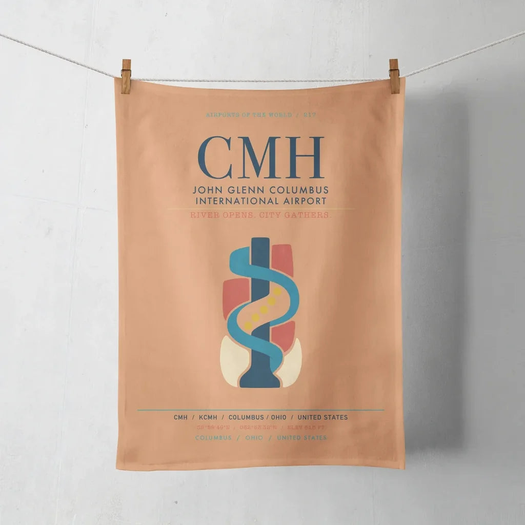 John Glenn Columbus International Airport (CMH) design on orange towel