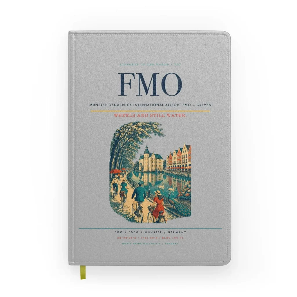 Munster Osnabruck International Airport (FMO) design on light gray notebook