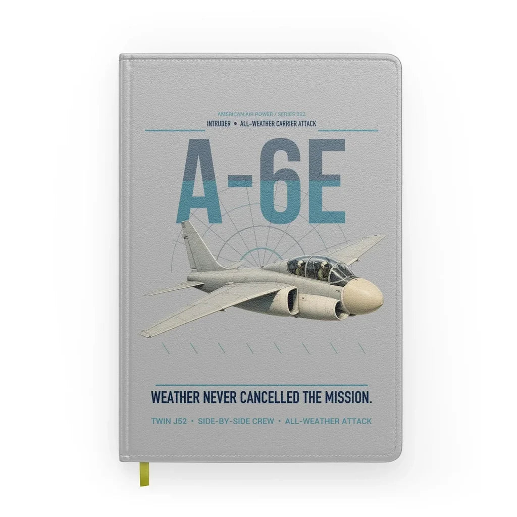 A-6E Intruder design on light gray notebook