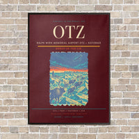 Thumbnail for Ralph Wien Memorial Airport OTZ — Kotzebue vertical canvas print - framed - dark red background