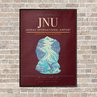 Thumbnail for Juneau International Airport JNU vertical canvas print - framed - dark red background