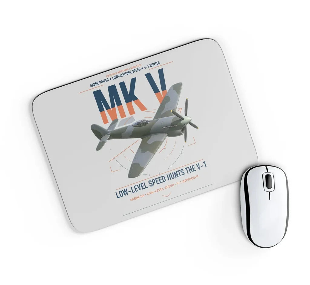 Hawker Tempest Mk V design on light gray rectangle mouse pad